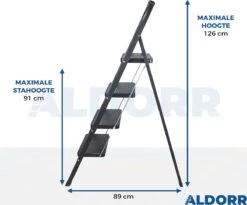 ALDORR Huishoudtrap 4 Treden - Keukentrap Inklapbaar - Zwart - PP-Antislip - Max. Werkhoogte 93cm 6 ALDORR Huishoudtrap 4 Treden - Keukentrap Inklapbaar - Zwart - PP-Antislip - Max. Werkhoogte 93cm -Makita || Merkloos || Stanley Verkoopwinkel 1200x995 2