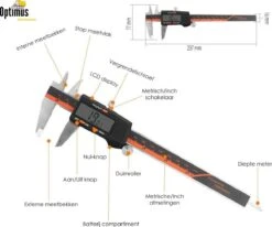 Optimus Professionele Digitale Schuifmaat Met Handige Opbergcase - Incl. Extra Batterijen - RVS - 150mm Meetbereik -Makita || Merkloos || Stanley Verkoopwinkel 1200x999