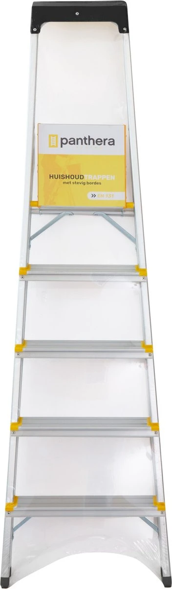 Panthera Huishoudtrap - Keukentrap 5 Treden - Aluminium - Max Werkhoogte: 2.96 Meter - Voor Particulier En Professioneel Gebruik 4 Panthera Huishoudtrap - Keukentrap 5 Treden - Aluminium - Max Werkhoogte: 2.96 Meter - Voor Particulier En Professioneel Gebruik - Afbeelding 4