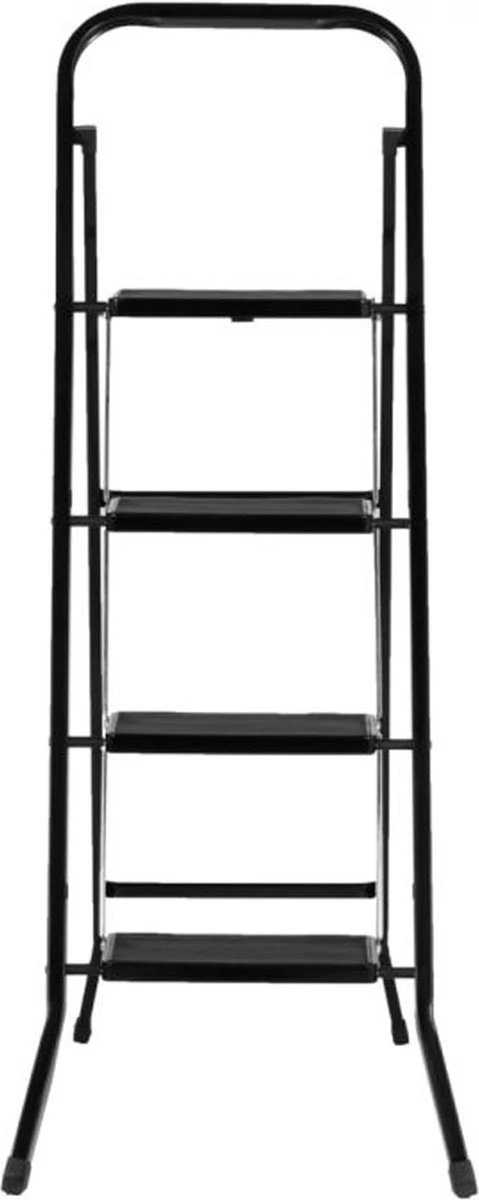 Kibani Keukentrapje - 4 Treden - Huishoudtrap - Keukentrap - Opstapje - Metaal - Opvouwbaar - Inklapbaar - Zwart - Antislip - Stevig 3 Kibani Keukentrapje - 4 Treden - Huishoudtrap - Keukentrap - Opstapje - Metaal - Opvouwbaar - Inklapbaar - Zwart - Antislip - Stevig - Afbeelding 3