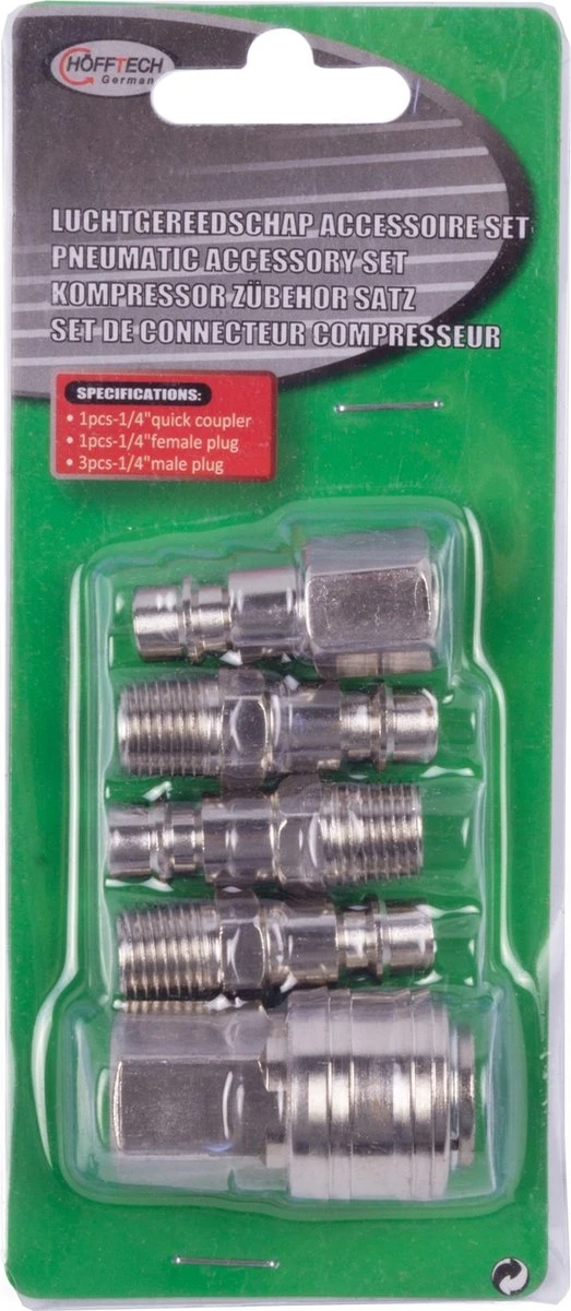 Hofftech GAV Lucht Euro Koppeling Set 1/4" - 5 Delig 3 Hofftech GAV Lucht Euro Koppeling Set 1/4" - 5 Delig - Afbeelding 3