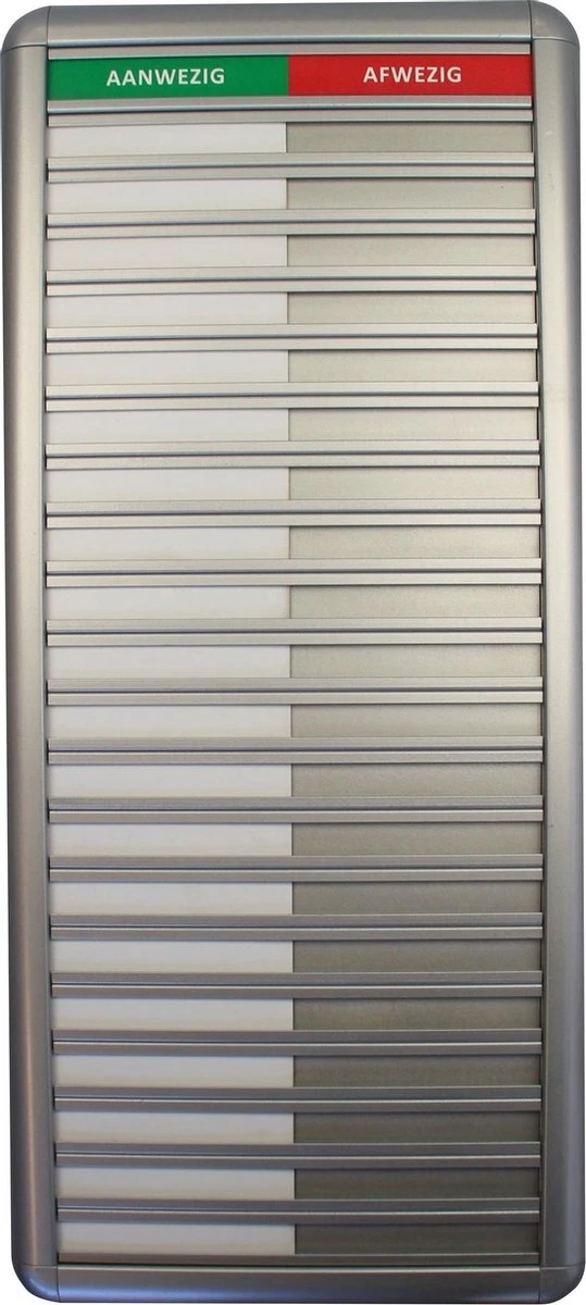 Aluminium Aanwezigheidsbord - Afwezigheidsbord Voor 20 Personen (incl. Bevestigingsmateriaal) 1 Aluminium Aanwezigheidsbord - Afwezigheidsbord Voor 20 Personen (incl. Bevestigingsmateriaal)