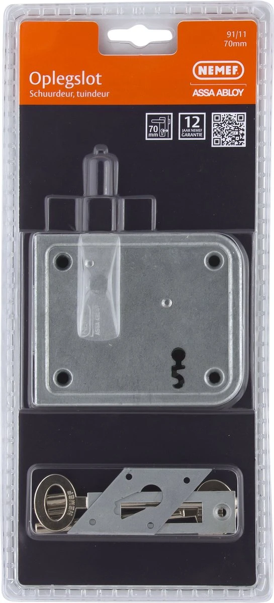 Nemef 91/11 - Opleg Deurslot - Voor Buiten - En Binnendeuren - Doornmaat 70mm - Met Sluitplaat - Met 2 Sleutels 4 Nemef 91/11 - Opleg Deurslot - Voor Buiten - En Binnendeuren - Doornmaat 70mm - Met Sluitplaat - Met 2 Sleutels - Afbeelding 4