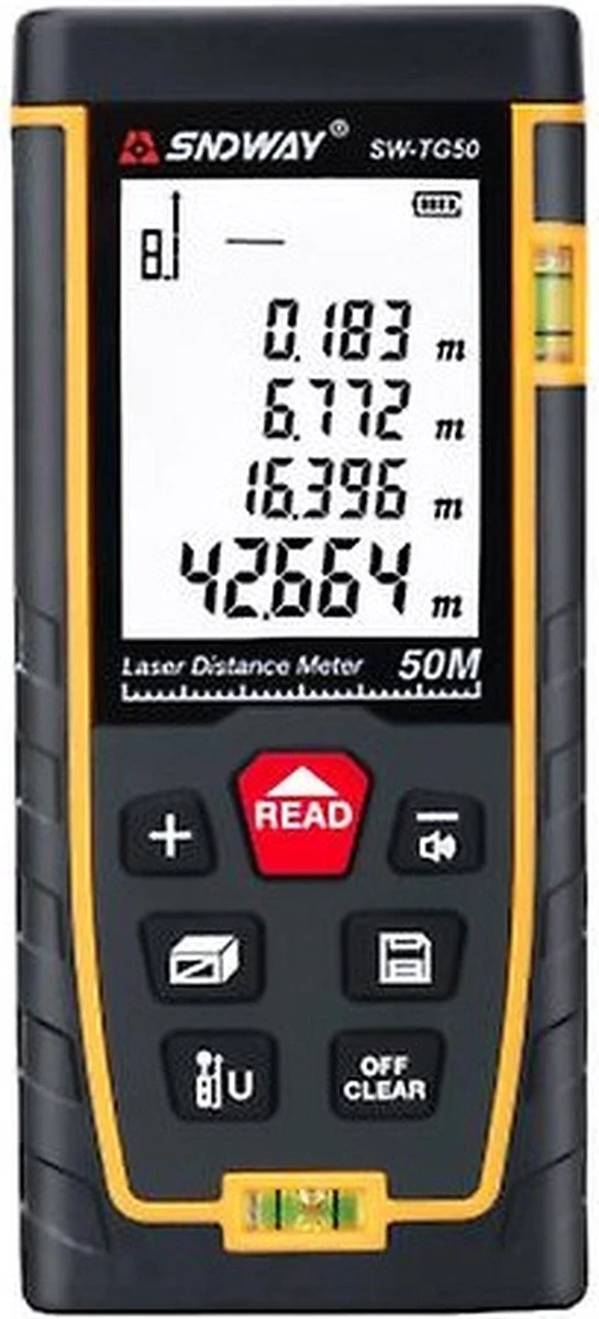 Sndway Professionele Laser Afstandsmeter - 50 Meter Bereik - Incl. Batterijen 1 Sndway Professionele Laser Afstandsmeter - 50 Meter Bereik - Incl. Batterijen