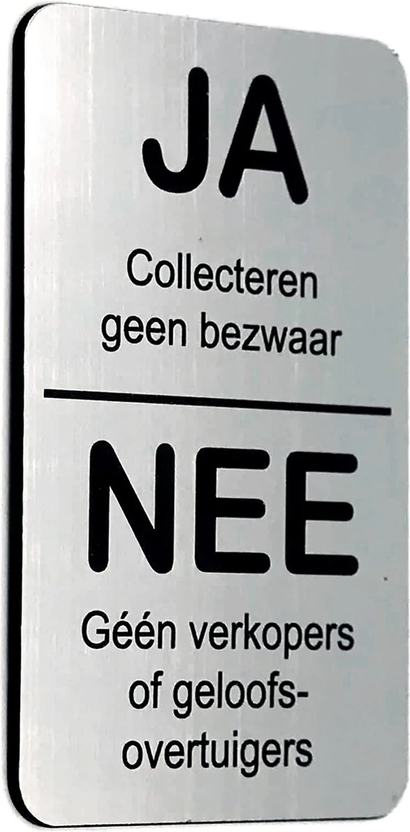 JA Collecteren Geen Bezwaar NEE Geen Verkopers Of Geloofsovertuigers - Brievenbus Sticker - RVS Look - Zelfklevend - 50 Mm X 80 Mm X 1,6 Mm - YFE-Design 1 JA Collecteren Geen Bezwaar NEE Geen Verkopers Of Geloofsovertuigers - Brievenbus Sticker - RVS Look - Zelfklevend - 50 Mm X 80 Mm X 1,6 Mm - YFE-Design