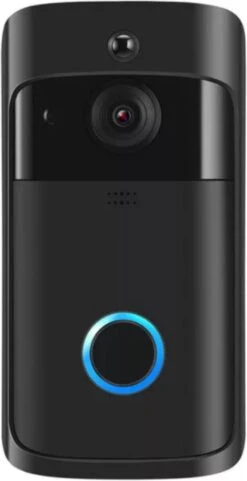 T-ring Video Deurbel. V5 Zwart. Incl. Accu Pakket En 3 Losse Bellen. (Geschikt Voor Android En OS - Draadloos Via 2.4 Ghz Wifi - Geen Abonnement Verplichting)