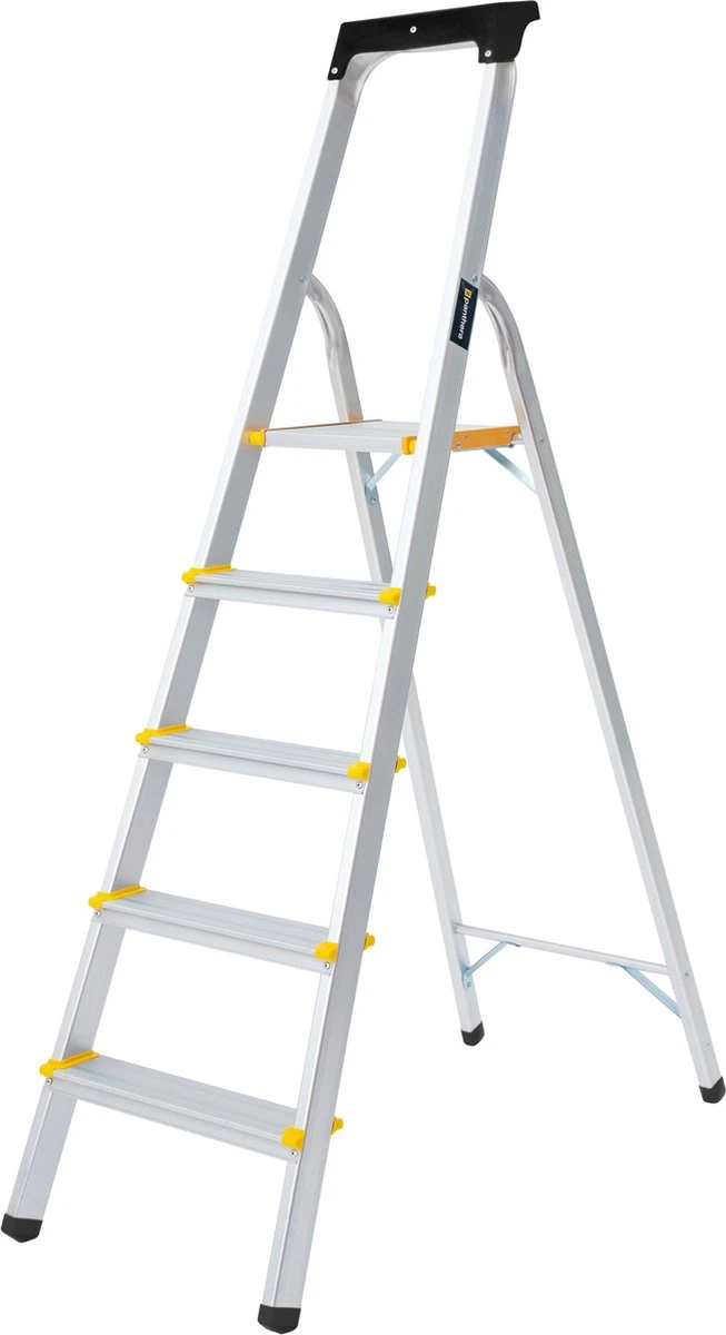 Panthera Huishoudtrap - Keukentrap 5 Treden - Aluminium - Max Werkhoogte: 2.96 Meter - Voor Particulier En Professioneel Gebruik 10 Panthera Huishoudtrap - Keukentrap 5 Treden - Aluminium - Max Werkhoogte: 2.96 Meter - Voor Particulier En Professioneel Gebruik - Afbeelding 10