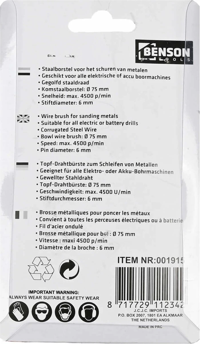 Benson Draadborstel - Komborstel 75 Mm T.b.v. Boormachine 6 Benson Draadborstel - Komborstel 75 Mm T.b.v. Boormachine - Afbeelding 6