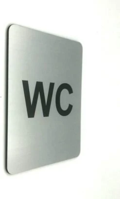Deurbordje - WC Bordje - WC - Toiletbord - Bordje - RVS Look - Pictogram - Zelfklevend – 10 Cm X 12 Cm X 1,6 Mm - 5 Jaar Garantie
