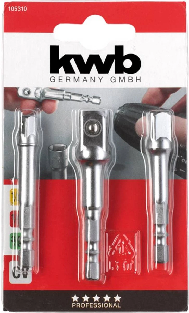 KWB - Adapterset Voor Dopsleutels - 1/4-1/2-3/4 Inch - 3 Stuks 7 KWB - Adapterset Voor Dopsleutels - 1/4-1/2-3/4 Inch - 3 Stuks - Afbeelding 7