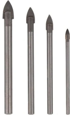 Merkloos 4-delige Glas Boorset / Boortjes - 3, 5, 6 En 8 Mm - Glasboren / Boorset