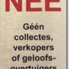 NEE Geen Collectes, Verkopers Of Geloofsovertuigers Sticker RVS - Bevestiging 3M Plakstrip - 80 Mm X 50 Mm X 1mm - Promessa-Design.