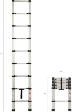 WOLFGANG Telescopische Ladder Van Lichte Gewicht Aluminium | Uitklapbare Ladder 131 Gecertificeerd | Uitschuifbare Ladder Van 2 | 64 Meter -Makita || Merkloos || Stanley Verkoopwinkel 771x1200 1