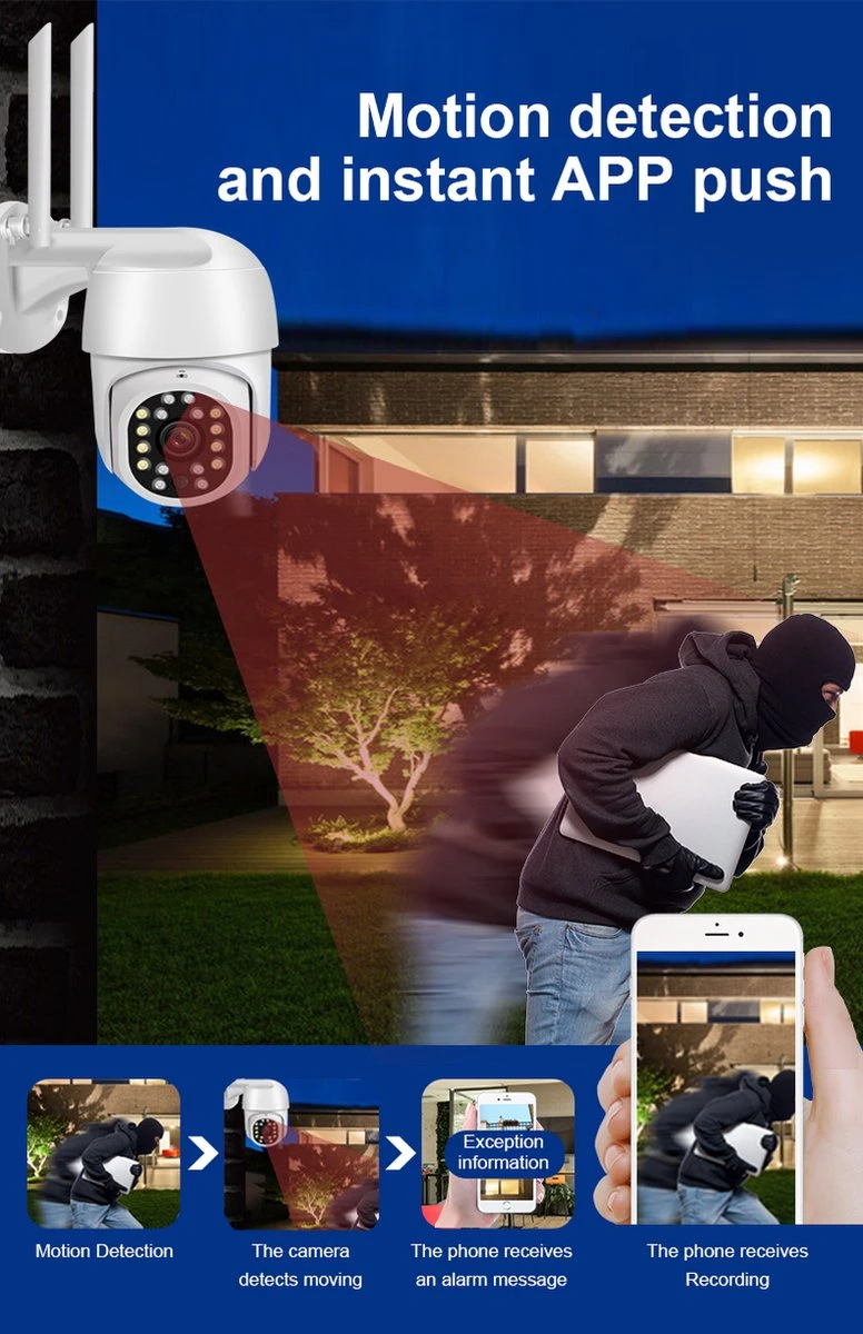 Fuegobird Y17 Smart Waterdichtheid IP66 IP Camera - Buiten - Draai- En Kantelbaar - Ondersteuning 2.4G/5G WIFI - 3MP - PTZ IP Camera 6 Fuegobird Y17 Smart Waterdichtheid IP66 IP Camera - Buiten - Draai- En Kantelbaar - Ondersteuning 2.4G/5G WIFI - 3MP - PTZ IP Camera - Afbeelding 6