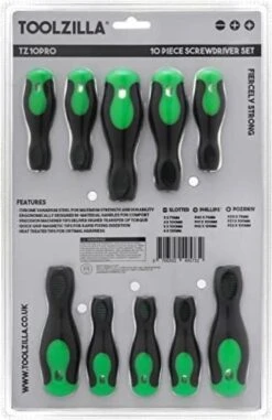TOOLZILLA 10-delige Magnetische Schroevendraaierset Voor Alle Toepassingen - 3 Verschillende Modellen Voor Doe-het-zelvers, Met Platte Punt En Kruispunt Van Hoogwaardig Chroom-vanadium. -Makita || Merkloos || Stanley Verkoopwinkel 778x1200 1
