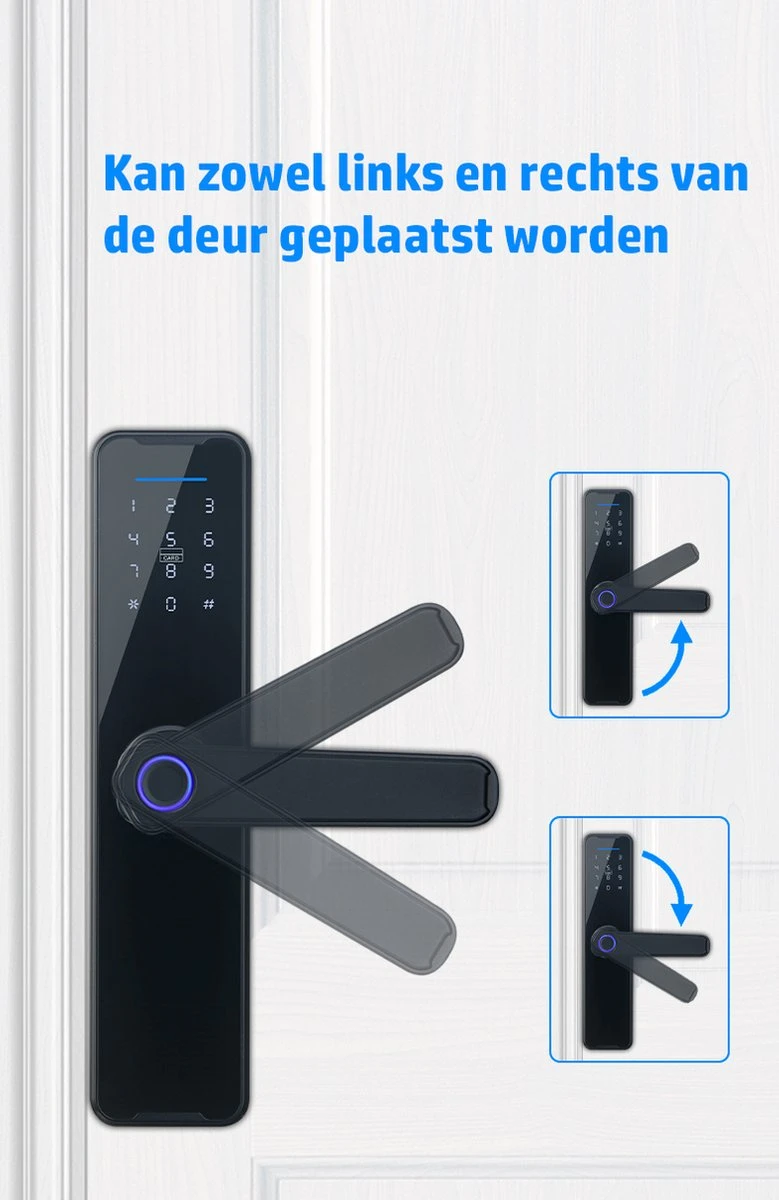Merkloos Flient Smart Doorlock - Slimme Deurslot - Deurklink Met Vingerafdruk - Met APP & WiFi - BlueTooth - Kantoor Slot - Zwart - Anti Inbraak - TT LockApp 8 Merkloos Flient Smart Doorlock - Slimme Deurslot - Deurklink Met Vingerafdruk - Met APP & WiFi - BlueTooth - Kantoor Slot - Zwart - Anti Inbraak - TT LockApp - Afbeelding 8