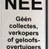 Nee Geen Collectes Verkopers Of Geloofsovertuigers RVS Zwart - 80 Mm X 50 Mm X 1 Mm - Bevestiging 3M Plakstrip - Promessa-Design.