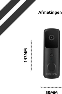 George Napoli Video Deurbel Full HD 1080P - Draadloze Deurbel – Deurbel Met Camera - WiFi Deurbel - Infrarood - Oplaadbaar - Met Gong - Zwart -Makita || Merkloos || Stanley Verkoopwinkel 789x1200 5