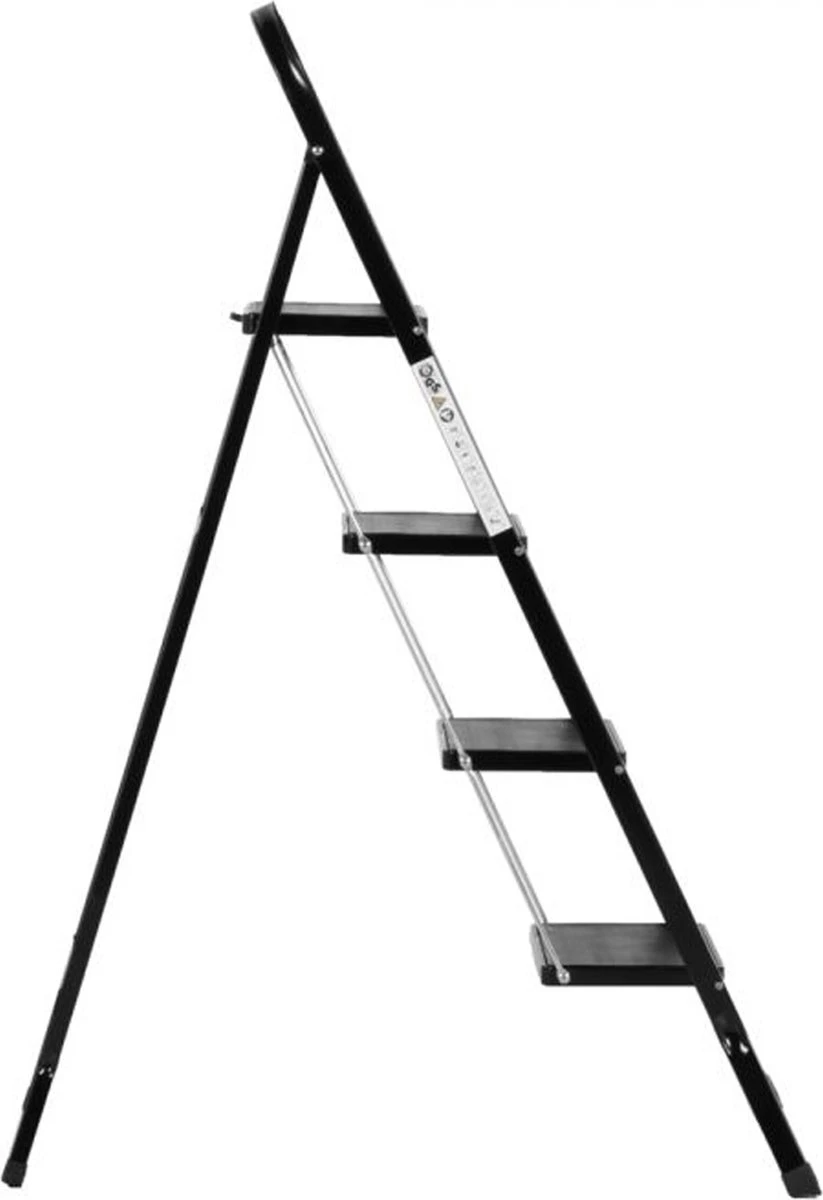 Kibani Keukentrapje - 4 Treden - Huishoudtrap - Keukentrap - Opstapje - Metaal - Opvouwbaar - Inklapbaar - Zwart - Antislip - Stevig 6 Kibani Keukentrapje - 4 Treden - Huishoudtrap - Keukentrap - Opstapje - Metaal - Opvouwbaar - Inklapbaar - Zwart - Antislip - Stevig - Afbeelding 6