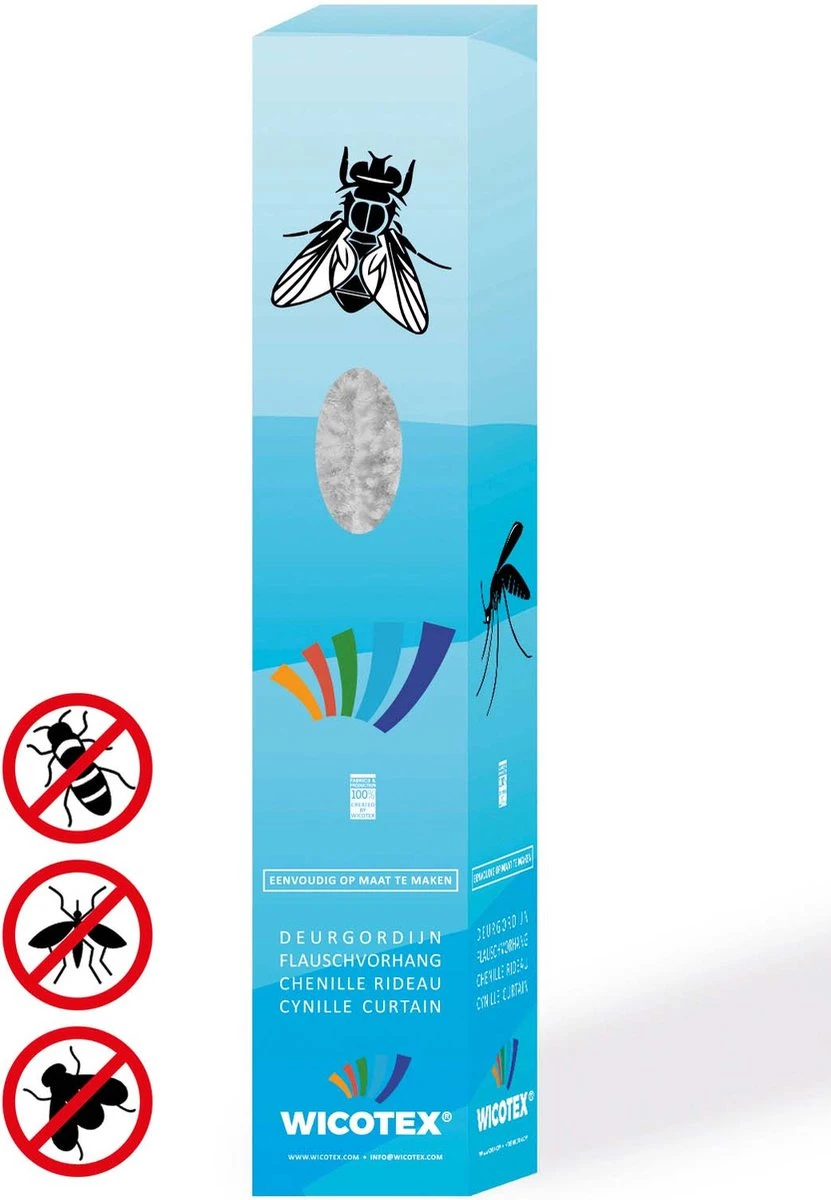 Wicotex-Vliegengordijn-chenille-kattenstaart Grijs Mix 90x220cm 3 Wicotex-Vliegengordijn-chenille-kattenstaart Grijs Mix 90x220cm - Afbeelding 3