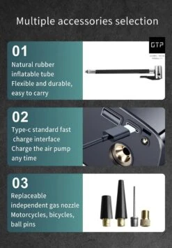 GTP Draagbare Luchtcompressor - Elektrische Bandenpomp - Luchtcompressor Oplaadbaar - Fiets Motor Auto En Ballen - Powerbank - Zaklamp -Makita || Merkloos || Stanley Verkoopwinkel 836x1200 1