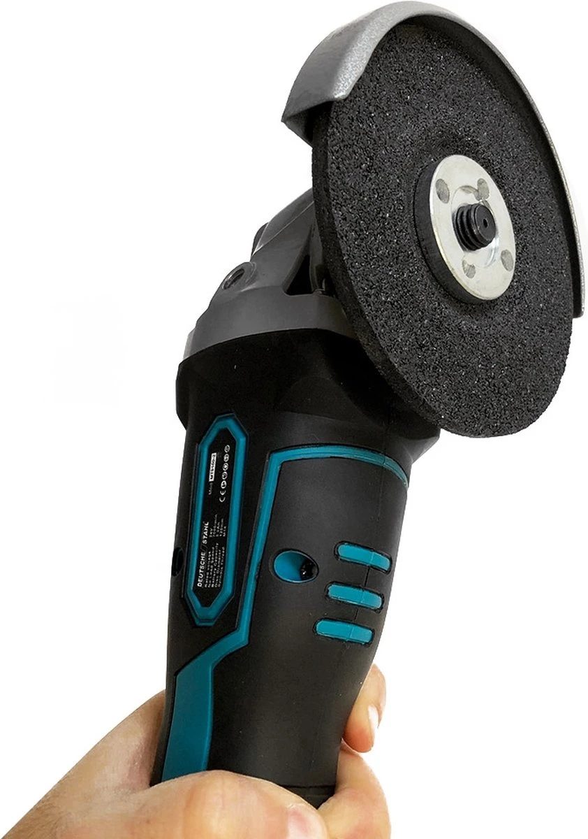 Deutsche Stahl Haakse Slijper - Slijptol - Gereedschap - Slijpmachine - Draadloos - 24V Accu - 2 Batterijen - 7000RPM - 1 Uur Snellader - 2 Zaagblad Van 125mm - Softgrip - Met Tas - Blauw 3 Deutsche Stahl Haakse Slijper - Slijptol - Gereedschap - Slijpmachine - Draadloos - 24V Accu - 2 Batterijen - 7000RPM - 1 Uur Snellader - 2 Zaagblad Van 125mm - Softgrip - Met Tas - Blauw - Afbeelding 3