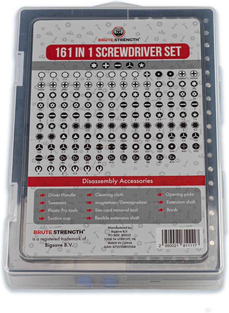 Brute Strength - 161 Delige Precisie Schroevendraaierset Magnetisch - Universeel - Magnetisch - Gereedschapset- Schroevendraaiers - Bitset Met Torx - Cadeau Voor Man 12 Brute Strength - 161 Delige Precisie Schroevendraaierset Magnetisch - Universeel - Magnetisch - Gereedschapset- Schroevendraaiers - Bitset Met Torx - Cadeau Voor Man - Afbeelding 12