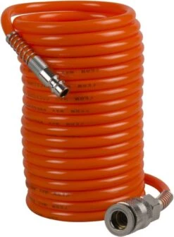 FERM ATA1026 Spiraalslang - 5 Meter - Max. Werkdruk: 8 Bar - Met DIN/Orion Snelkoppeling (Universeel) - Geschikt Voor Alle FERM Compressoren