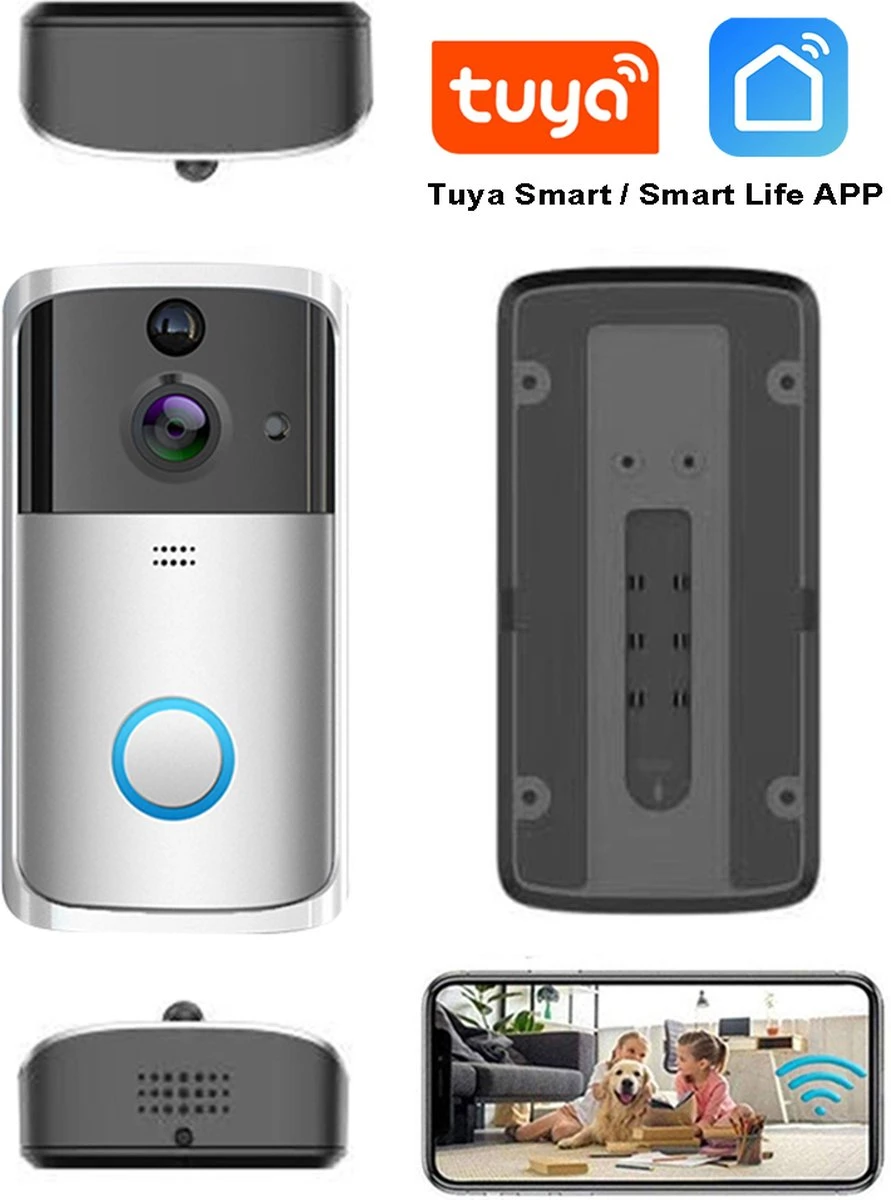 Merkloos LBP Video Deurbel Met HD Camera En Wifi - Zwart - Draadloos - Met Gong, 3 Oplaadbare Batterijen En 32GB Geheugenkaart 5 Merkloos LBP Video Deurbel Met HD Camera En Wifi - Zwart - Draadloos - Met Gong, 3 Oplaadbare Batterijen En 32GB Geheugenkaart - Afbeelding 5