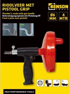 Benson Rioolveer Met Pistoolgrip - 4 Meter - Ontstoppen Afvoer -Makita || Merkloos || Stanley Verkoopwinkel 894x1200