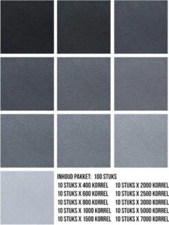 Propapier - Schuurpapier Voordeelset - 100 Stuks - Korrel P400 P600 P800 P1000 P1500 P2000 P2500 P3000 P5000 P7000 /Auto Polijsten / Meubels