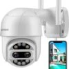HeimVision Protect D1, Dome Camera - 2x2MP Ultra HD Dual Lens, Pan/Tilt/12X Zoom, 360° View, Wi-Fi Wireless Camera With Floodlights, Color Nachtzicht, 2-Way Audio, Motion Detection, Weatherproof