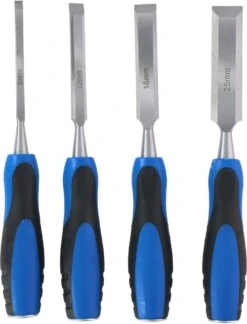 Kinzo Beitelset - 4 Stuks - 6/ 12/ 18/ 25 Mm - Carbonstaal - Voor Houtbewerking