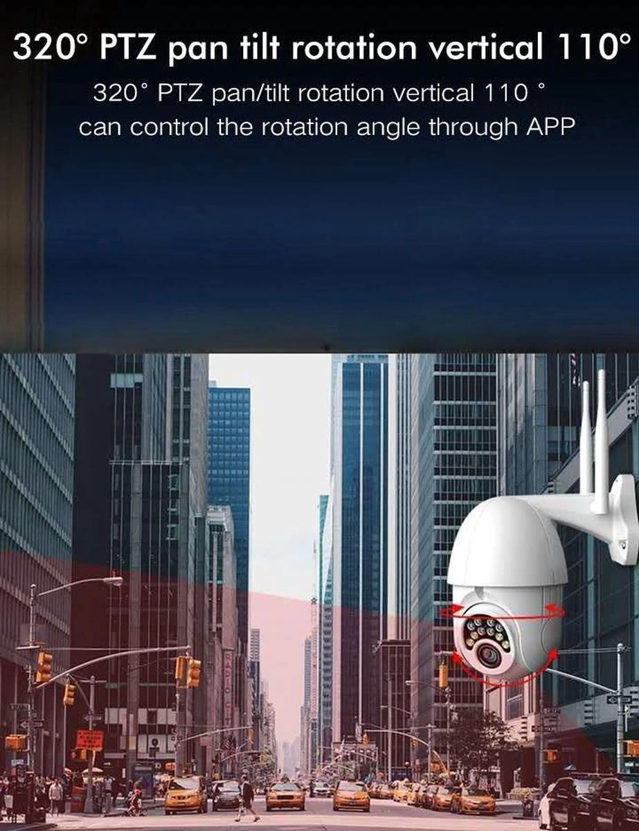 Kunststof Behuizing Waterdichtheid IP66 WIFI Dome IP Camera - Buiten - Draai- En Kantelbaar - FULL HD 1080P 6 Kunststof Behuizing Waterdichtheid IP66 WIFI Dome IP Camera - Buiten - Draai- En Kantelbaar - FULL HD 1080P - Afbeelding 6