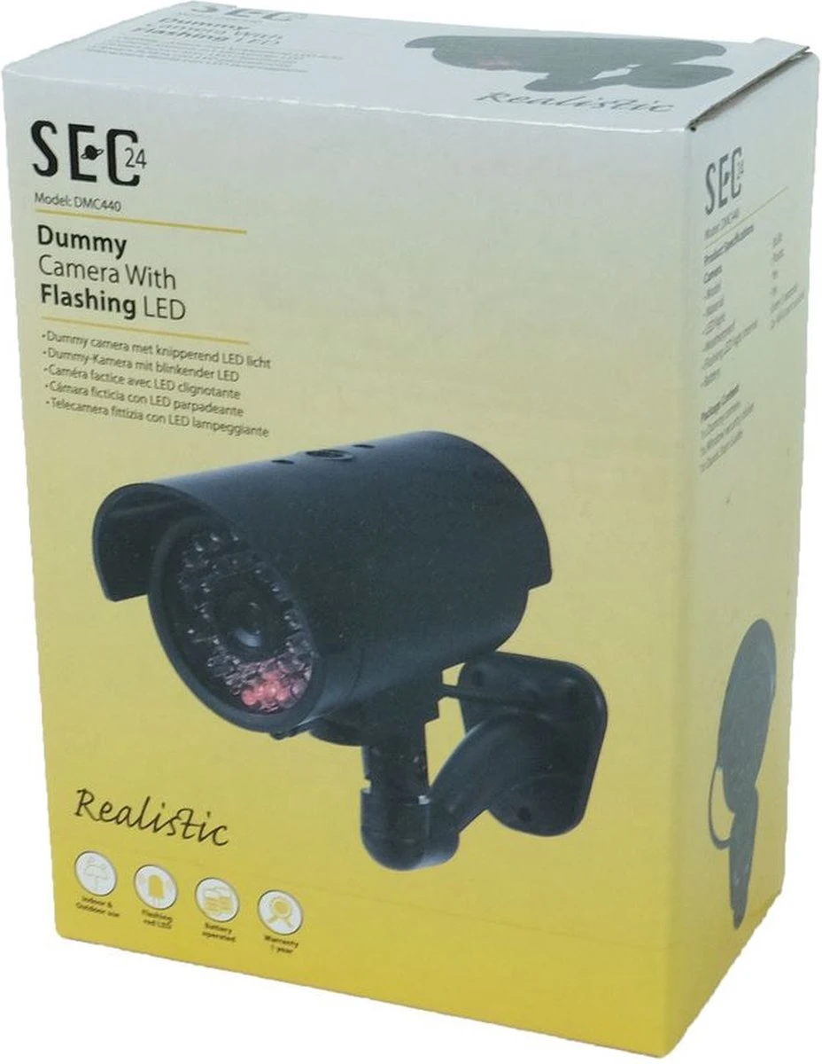 SEC24 DMC440 - Dummy Camera - Met Rubberen Kabel - Voor Binnen En Buiten - Zwart 2 SEC24 DMC440 - Dummy Camera - Met Rubberen Kabel - Voor Binnen En Buiten - Zwart - Afbeelding 2