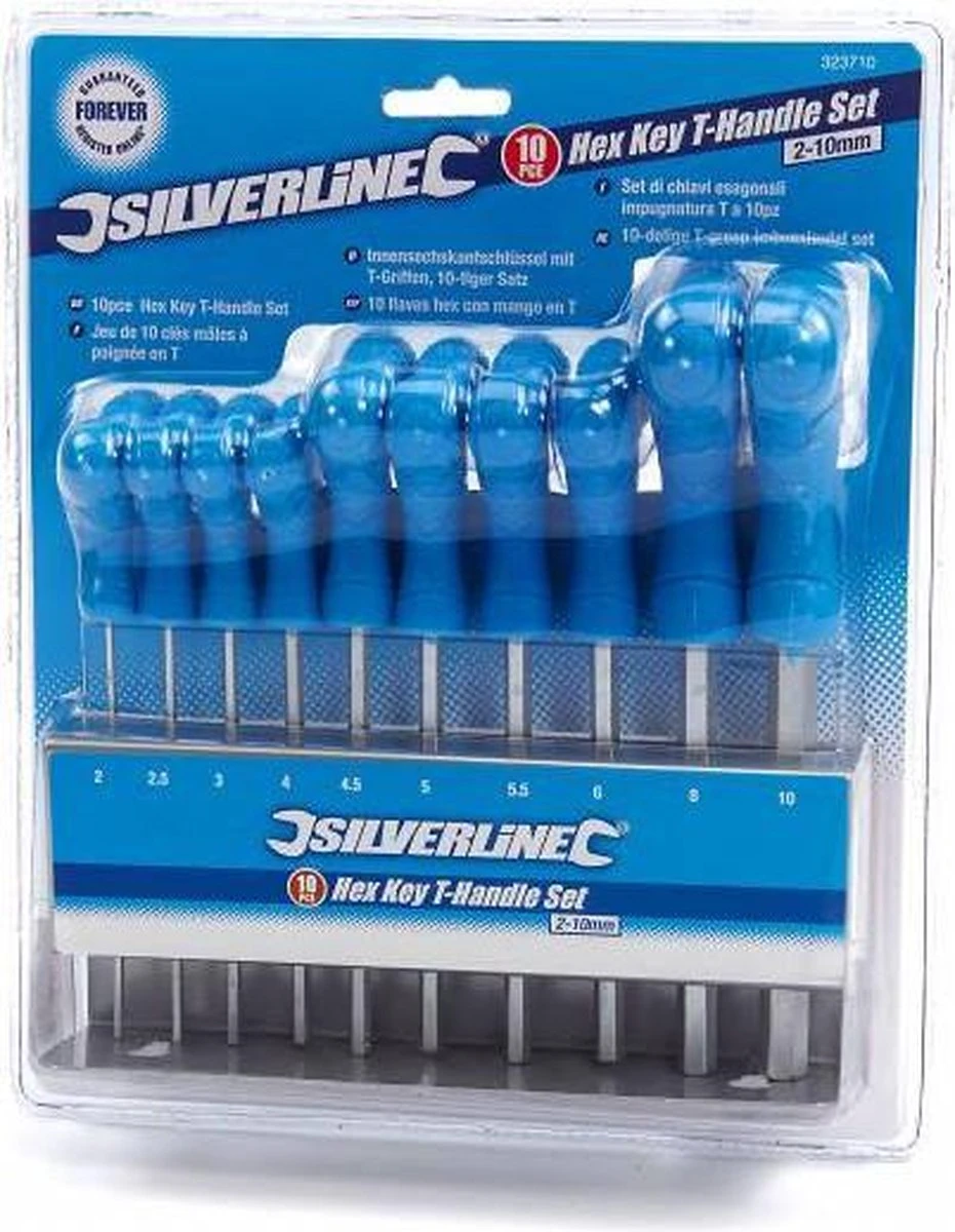 SILVERLINE Inbus Sleutel Hex – 10 Delig – T Greep – 2 T/m 10 Mm 2 SILVERLINE Inbus Sleutel Hex – 10 Delig – T Greep – 2 T/m 10 Mm - Afbeelding 2