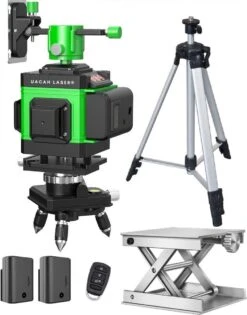 Uacah® Zelfnivellerend Kruislijnlaser - 4D Bouwlaser - Professionele Set - 50m - 360° Graden Roterende Laser - 16 Lijnen - Lijnlaser - Laser Waterpas - Met Statief En Draagtas