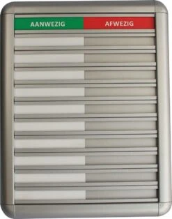 Aluminium Aanwezigheidsbord - Afwezigheidsbord Voor 10 Personen (incl. Bevestigingsmateriaal)