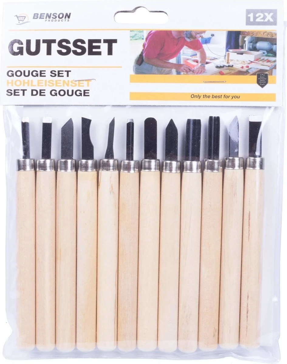 Benson Gutsset Hout Hobby 12 Delig 2 Benson Gutsset Hout Hobby 12 Delig - Afbeelding 2