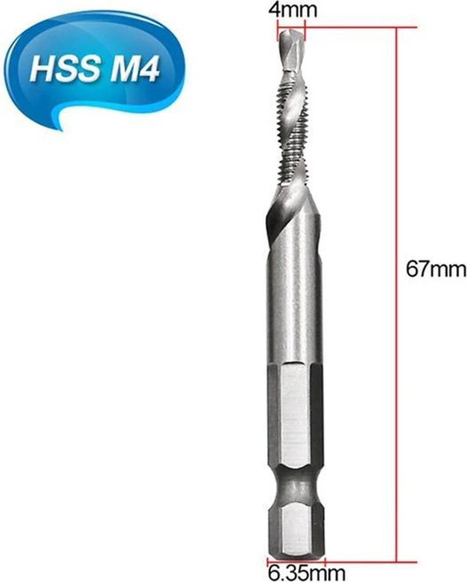 Merkloos 6-delig Boortap Set - Bit Boor Tap En Verzinken Set Gemaakt Van HSS - Gereedschap Boormachine M3-M10 - Schroefdraad Snijden - Combi Boortap - Gaten Boren - Incl. Klein Opbergdoosje 16 Merkloos 6-delig Boortap Set - Bit Boor Tap En Verzinken Set Gemaakt Van HSS - Gereedschap Boormachine M3-M10 - Schroefdraad Snijden - Combi Boortap - Gaten Boren - Incl. Klein Opbergdoosje - Afbeelding 16