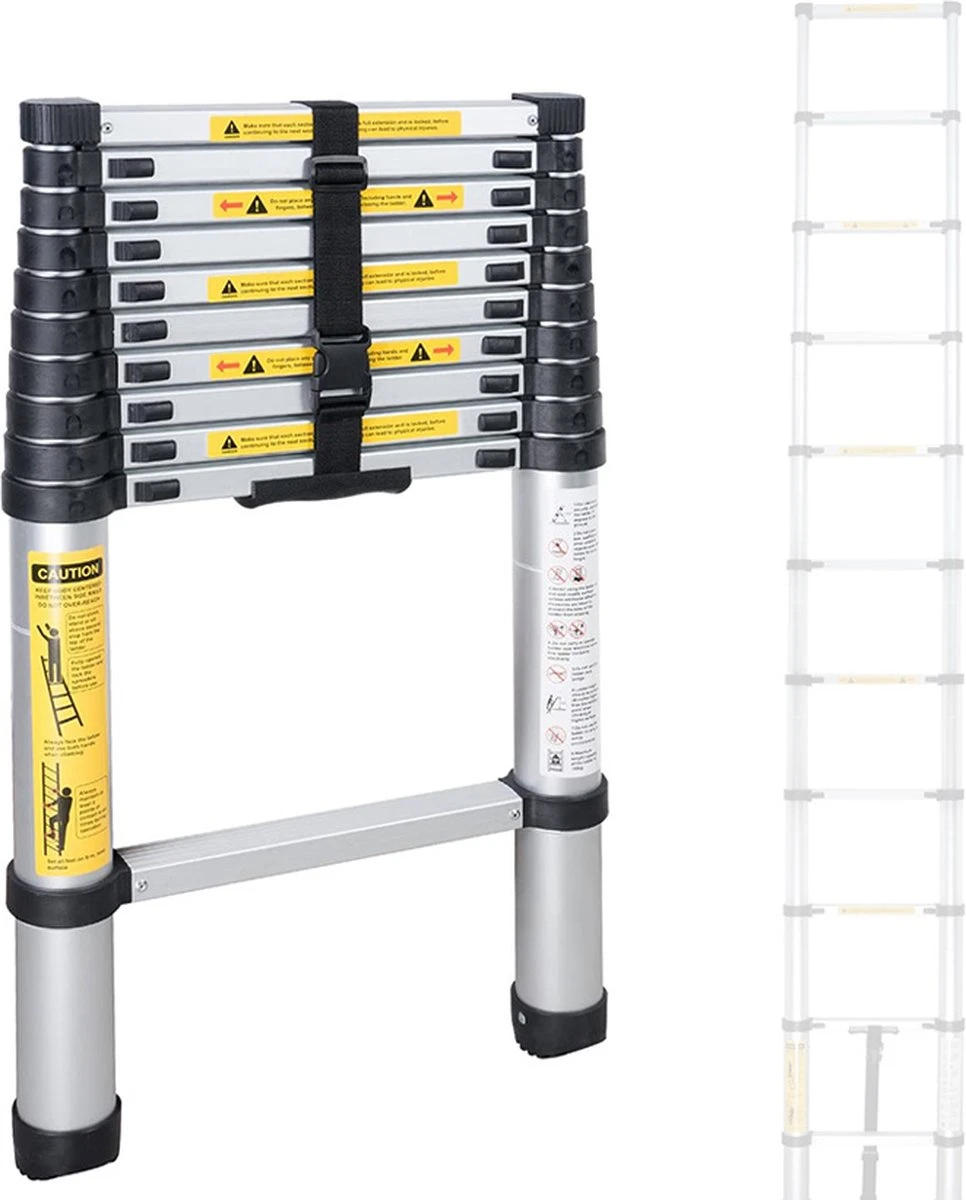 Merkloos B.I.T. - Telescopische Ladder 3.20 Meter - Home - Met Softgrip - Met Stabilisatievoet 4 Merkloos B.I.T. - Telescopische Ladder 3.20 Meter - Home - Met Softgrip - Met Stabilisatievoet - Afbeelding 4