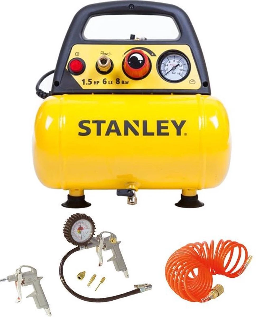 STANLEY Compressor DN200/8/6 – Inclusief 6-delige Accessoire Set 1 STANLEY Compressor DN200/8/6 – Inclusief 6-delige Accessoire Set