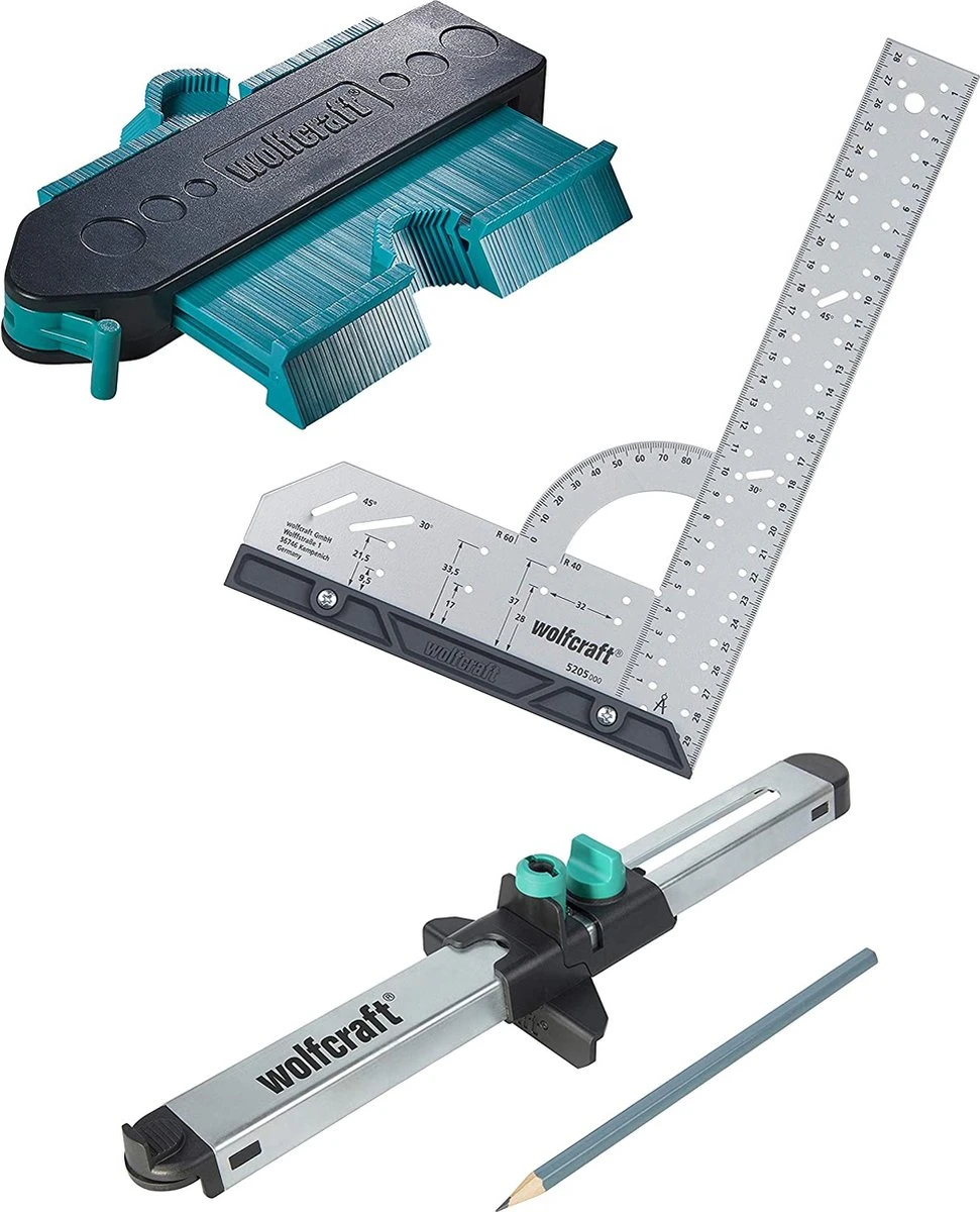 Wolfcraft - Laminaat Legset - Complete Set Laminaat Leggen - PVC - Verstekhaak - Contourmal - Laminaatinpasser - 6976000 1 Wolfcraft - Laminaat Legset - Complete Set Laminaat Leggen - PVC - Verstekhaak - Contourmal - Laminaatinpasser - 6976000