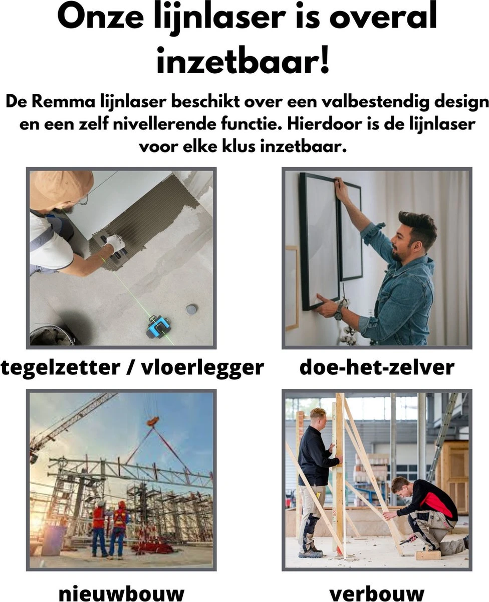 Kruislijnlaser - Professionele Bouwlaser - 16 Lijnen 360° Laser - Met Afstandsbediening - Inclusief 2 Accu's - Zelf Nivellerend - Van Remma 3 Kruislijnlaser - Professionele Bouwlaser - 16 Lijnen 360° Laser - Met Afstandsbediening - Inclusief 2 Accu's - Zelf Nivellerend - Van Remma - Afbeelding 3