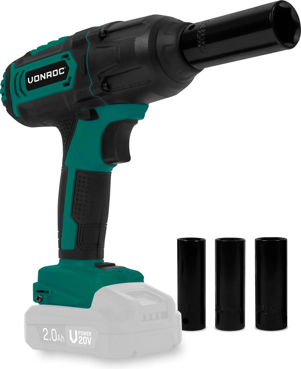 VONROC Accu Slagmoersleutel 20V – 4 Standen: 100/200/300/400Nm - Incl. 4 Moerdoppen – Geschikt Voor Het Verwisselen Van Wielbouten En -moeren - Excl. Accu En Snellader 1 VONROC Accu Slagmoersleutel 20V – 4 Standen: 100/200/300/400Nm - Incl. 4 Moerdoppen – Geschikt Voor Het Verwisselen Van Wielbouten En -moeren - Excl. Accu En Snellader