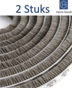 Heuts Goods | 2 Tochtstrips Voor Deuren | Tochtstrips | Tochtband | Tochtstopper | Raam En Deur | Tochtborstel | Deurborstel Zelfklevend | Grijs | 5M | 5mm 9mm | 2 STUKS