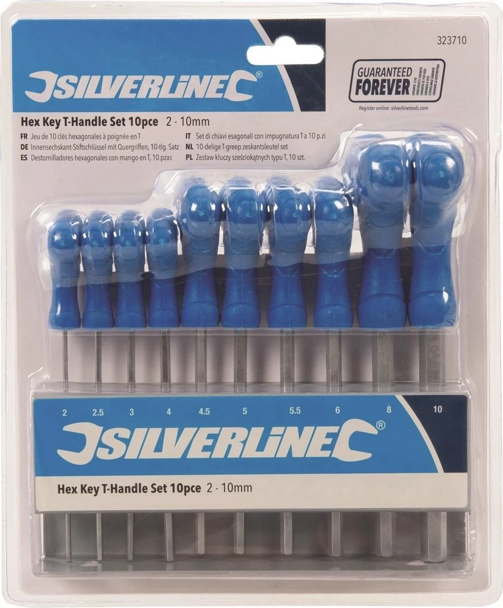 SILVERLINE Inbus Sleutel Hex – 10 Delig – T Greep – 2 T/m 10 Mm 4 SILVERLINE Inbus Sleutel Hex – 10 Delig – T Greep – 2 T/m 10 Mm - Afbeelding 4