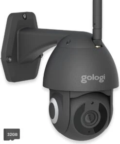 Gologi Superior Outdoorcamera - Buiten Camera Met Nachtzicht - Beveiligingscamera - Security Camera - 3MP - Met Wifi En App - Met 32GB SD-kaart - Zwart